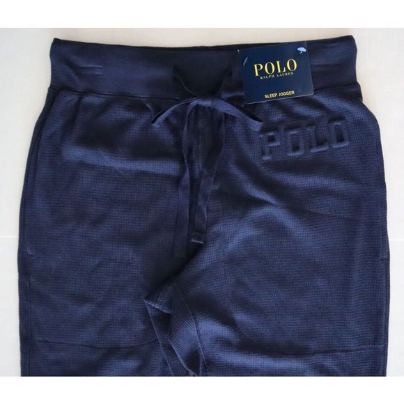 Polo Ralph Lauren Men's Sz S Navy Blue Embossed Waffle Knit Jogger Sleep Pants - Picture 2 of 7